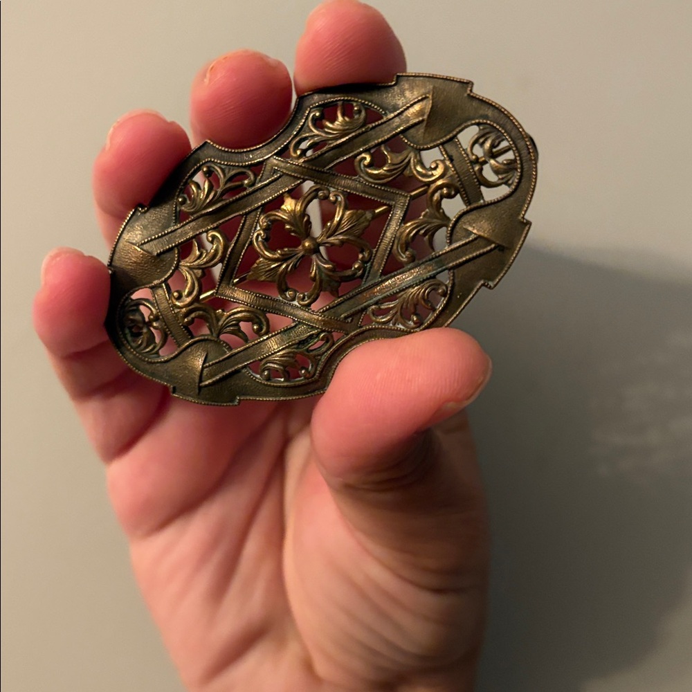 Art Nouveau Brass by D.A. Hart Co, Antique 1915 Brooch
